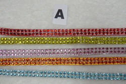 Galon strass 2 rangs 7mm (A) - rouge, rose, anis, orange, turquoise