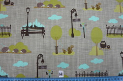 H - imprim petits animaux sur fond taupe (collection Blue Bird Park)