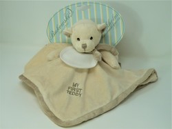 L - Nounours plat - 30 x 30 cm en peluche velours avec bavoir  broder