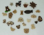 Boutons bois fantaisie animaux et autres sujets