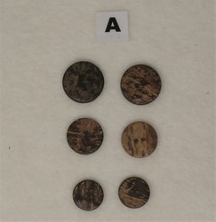 A - Boutons coco naturel aspect rugueux - diamètres 15, 18 et 20 mm