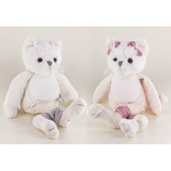 G - chat Missy / H - chat Ollie - 25cm en peluche douce avec bavoir  broder