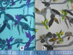 K - Perroquets bleus / L - Perroquets multicolores - Collection Jungle Birdies Stoff Fabrics